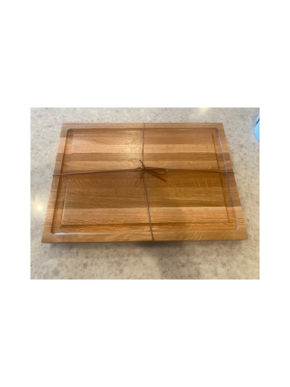 Handmade Oak Cutting Board: Edge Grain Butcher Block with Juice Groove 07.31